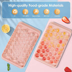 WIBIMEN Ice Cube Tray with Lid and Bin - Round Ice Trays for Freezer with Lid - Ice Cube Trays for Freezer with Ice Container (0.8"-2PACK Pink)
