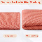 Homaxy 100% Cotton Waffle Weave Kitchen Dish Cloths, Ultra Soft Absorbent Quick Drying Dish Towels, 12 x 12 Inches, 12-Pack, Coral