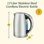 Cuisinart PerfecTemp 1.7-Liter Electric Kettle, Cordless Electric Tea Kettle, 1500W for Fast Heat-Up, 6 Preset Temperatures, 30-Minute Keep Warm, Stay Cool Nonslip Handle, CPK-17P1