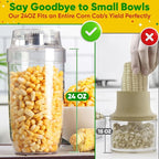 Newness Corn Peeler & Stripper for Corn on the Cob, Safe Blade Hidden Inside, Oversized No-Mess Cup, Serrated Blade for Easy Kernel Removal – Prep Corn in Seconds