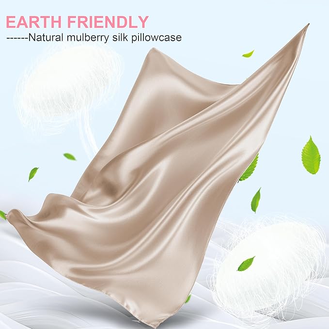 Mulberry Silk Pillow Cases 2 Pack Queen Size 20x30 Inches with Hidden Zipper, Ultra Smooth and Soft Breathable Cooling Silk Satin Pillowcase Set of 2, Better for Hair and Skin, Gifts for Women Men
