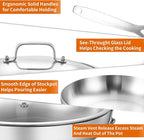 DELARLO Tri-ply Stainless Steel Frying Pan Set with Lid 8" 12" large Skillets Induction Chef's Pan,Pots and Pans Set Kitchen Cookware Set Dishwasher and Oven Safe