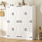 Unikito Kitchen Pantry Cabinet with Farmhouse Barn Doors and Storage Drawer, 8 Adjustable Shelves, Freestanding Tall 71" Cupboard for Dining Room, Living Room, Utility Room, White, 2 Pack
