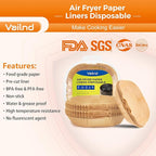 Air Fryer Paper Liners: 250Pcs Parchment Paper Sheets, Air Fryer Liner Disposable, Oilproof Waterproof Airfryer Basket Liner Square (6.5inch)
