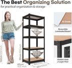 HOMEDANT House Black 5 Tier 24.4" W Laminated Metal Shelving Unit Adjustable Storage Utility Rack Heavy Duty Shelves Organization Multipurpose Shelf Kitchen Garage Pantry Closet 1 Pack