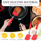 Silicone Cookie Spatula Turner 2 Pack Mini Brownie Spatula Flexible Kitchen Small Silicone Turner for Nonstick Cookware Heat Resistant No Scratch Flipper for Egg Pancake(Red)