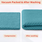 Homaxy 100% Cotton Waffle Weave Kitchen Dish Towels, Ultra Soft Absorbent Quick Drying Cleaning Towel, 13 x 28 Inches, 6-Pack, Lake Blue