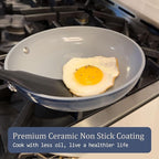 Nonstick Ceramic Frying Pan 10" Non Toxic Cooking Skillet for Eggs Pancakes & Stir Fry Even Heat Distribution PTFE/PFOA/PFAS Free Oven Safe Up to 500°F All Cooktops Compatible, Fusion Red