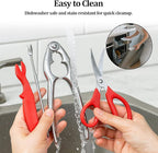5 PCS Seafood Cracker Tool Set, Including Lobster Sheller, Stainless Steel Crab Crackers, Crab Leg Fork, Scissors and Storage Bag for Seafood Boil Party Supplies, Ideal Gift for Friends