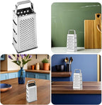 Ciieeo Stainless Steel Kitchen Grater, Multipurpose 4-sides Box Grater, Vegetable Slicer, Cheese Shredder, 9. 64 X 4. 17 X 3. 14 Inch, Silver