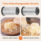Cheese Grater Hand Crank, Patented Rotary Parmesan Cheese Grater Cheese Shredder Handheld with Fine & Coarse Drums, Restaurant Cheese Grinder with Handle for Hard Cheese, Gray Green