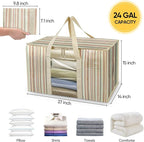 BALEINE 2-Pack Oversized Moving Bags with Reinforced Handles, Heavy-Duty Storage Tote Moving Supplies for Packaging, Camping (Color Stripe, 2-Pack)