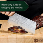 HexClad Cleaver Knife, 7-Inch Japanese Damascus Stainless Steel Blade, Pakkawood Handle