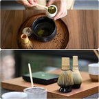 HARFINGTON Ceramic Chasen Stand 65mm Matcha Whisk Holder Teas Set Whisks Stand Traditional Matcha Tea Chasen Holder Tea Set Accessories for Tea Tasting, Gray White
