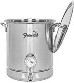 BREWSIE Stainless Steel Home Brew Kettle w/Dual Filtration. Equip with False Bottom Thermometer and Ball Valve for Brewing (10 Gal/ 40 Quart)…