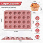 Spmart 2-Pack 24-Cup Nonstick Ceramic-Coated Mini Muffin Pan | Durable & Easy Clean Muffin Tins | Perfect for Small Baked Goods & Party Treats (Pink)
