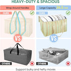 BALEINE 6-Pack Oversized Moving Bags with Reinforced Handles, Heavy-Duty Storage Tote for Clothes, Moving Supplies (Color Strip, 6-Pack)