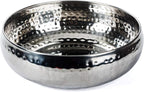 Salad Bowl and Serving Utensils - Hammered Detailing - Stainless Steel Mixing Bowls with Lids- Luxurious Serving Bowls (12" Hammered Salad Bowl)