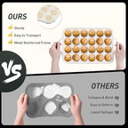 2 Packs 24 Cups Silicone Muffin Pan with Metal Reinforced Frame Mini Size Cupcake Pan Tray Egg Bites Silicone Circle Cookie Molds Muffin Tin Tart Pans Baking Sheet Set for Breakfast Sandwiches