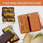 Dubai Chocolate Molds Silicone, 1 Inch Deep Chocolate Bar Mold for Candy Bar，Desserts，Homemade Snack Baking Mold - Set of 1