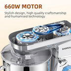 Dough Mixer 8.45 QT Electric Mixer - 660W 6 Speed Large Capacity Kitchen Stand Mixer with Whisk Dough Hook Mixing Beater Household Food Mixer for Baking Cakes Cookie Bread Salad (Silver)