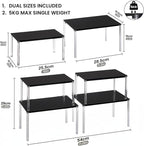 Cabinet Organizer Acrylic Spice Rack, 4 Pack Stackable Shelf Riser for Kitchen Pantry Countertop, Expandable Storage Organizer for Bathroom Office
