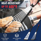 Silicone Fish Spatula Turner Set of 2,2-in-1 Heat Resistant Silicone Slotted Fish Spatulas for Nonstick Cookware,Flexible Thin Stainless Steel Slotted Fish Turner Spatula Flipper for Fish,Egg,Pancake