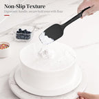 600ºF Heat Resistant Spatula, 11.34 inch High Heat Food Safe Semless Kitchen Silicone Spoon Spoonula Scraper for Cooking Baking Mixing Scraping Stirring Nonstick Cookware Pan Bowl (Black)