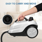 Steam Cleaner, Powerful Heavy Duty Canister Steamer with 34 Accessories, Steam Mop with 16.4 Ft Extra-Long Power Cord for Home Floor Cleaning, Grout, Upholstery, Car Detailing, White