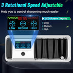 Upgrade 5 in 1 Electric Knife Sharpener with LCD Screen, 3 Rotational Speed Adjustable, 100% Diamond Abrasives, knife sharpener for Straight, Serrated, Meat Cleaver, Ceramic Knives & Scissors, Sliver