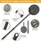 Turning Pizza Peel, 9 Inch with 38 Inch Handle Round Pizza Turning Peel, Professional Anodized Aluminum Turning Pizza Spatula, 47 Inch overall