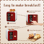 SEEDEEM Toaster 2 Slice with Touch Screen, Faster Heating Speed, 7 Shade Setting, 6 Bread Type, 1.5”Wide Slots Toaster, Removable Crumb Tray, 1350W, Dark Cherry