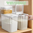 Rice Flour Storage Container - 12.7 Qt | 25 Lbs Crystal-Clear Plastic Food Storage Container Bin with Pop-up Lid for Grains Beans, Dry Food Holder for Kitchen Pantry Organization and Storage