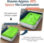Vacuum Bags for Travel Luggage, Reusable Compression Bags for Carry On Suitcases and Backpack, Vacuum Seal Packing Cube for Cloth (1PC No Pump)