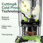 Canoly C16 Cold Press Juicer, 6" Extra Wide Feed Chute, 3-IN-1 Strainers (Juice & Sorbet & Nut Milk), Powerful AC Brushless Motor, Self Precut System, Juicer Machines with BPA-Free (Pearl White)