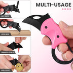 2 Pack Small Pocket Knife Gifts for Men & Women, Folding Box Cutter, Birthday & Christmas Stocking Stuffers Gifts Idea for Wife Husband Dad Mom (Black & Pink)