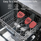 Coukre Silicone Kitchen Cooking Utensils Set with Holder – Heat-Resistant, Food-Grade Kitchen Tools, Spatula, Spoon & Gadgets for Non-Stick Pans, Dishwasher Safe (14, Red)