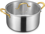 BEZIA Large 10 Quart Tri-Ply Stainless Steel Stock Pot, Nonstick Soup Pot With Lid, Sturdy & Double Handle, Induction Stockpot for All Stoves, Large Cooking Pot for Catering, Groups, Events, Silver
