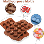Heart Chocolate Molds Silicone, Small Gummy Molds Shaped Heart for Fondant/Fruit Snacks, Candy Molds Silicone for Valentine/Anniversary/Wedding, Wax Melt Molds 15 Cavities, 8 ml