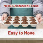 Silicone Muffin Pan, Metal Reinforced Frame Cupcake Pan 12 Cups Regular Size Easy to Move in or Out of Oven Non-Stick (1)