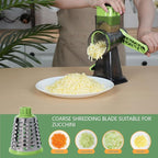 Rotary Cheese Grater Multi-Purpose Stainless Steel Shredder- Cheese Grater With handle Effortless Grating of Vegetables, Nuts and Fruits,with Suction Base and Cleaning Brush (green)