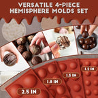HKNMTT Hemisphere Silicone Molds 4 Size Set for Hot Cocoa Chocolate Bombs Valentines Semi Ball Making Kit Cake Decor Mould, Food Grade Non-stick Kitchen Baking Supplies Oven Safe