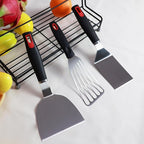 Stainless Steel Spatula Set - Cast Iron Skillet Spatula with Silicone Handle, Turner Flipper for Pancake, Burger, Egg Cooking & BBQ Grill