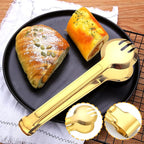 4 PCS Serving Tongs 9 Inch Buffet Tongs Stainless Steel Serving Utensils for Salad Buffet Appetizer Dessert Food Parties, Gold
