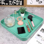 Square Green Decorative Serving Tray with Handles, Versatile Ottoman Tray for Coffee Table, Entertaining, Outdoor Patio, Living Room, 13”*13”*1.6”
