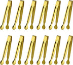 Small Serving Tongs,Ice Tongs,Sugar Tongs,Kitchen Tiny Tongs for Appetizers,Golden,12 PCS(6.3 Inch)