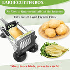 Commercial French Fry Cutter, Heavy Duty Potato Slicer with 3/8Inch Blade, Stainless Steel Potato ChopperFrench Fries Cutter with Suction Feet,