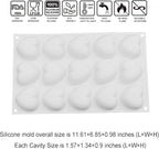 OCPO KITCHEN Mini Heart Silicone Molds for Baking Mousse Cake, Candy, Chocolate, Pastry, Truffle, Cupcake, Jelly, Cookie, Pudding, Cake Decoration Mold, 3D Heart Shape (15-Cavity)