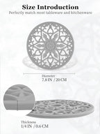 SMARTAKE 6 Set Silicone Trivets, Multi-Use Carved Trivet, Insulated Non-Slip Durable Kitchen Mat, Flexible Modern Kitchen Table Mat, for Hot Dishes, Pots, Dining Countertop, Grey