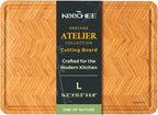 Atelier Collection Bamboo Cutting Board, Reversible Boards for Kitchen with Deep Juice Grooves and Handles, Large Wood Chopping Board for Cooking and Serving, Handcrafted Luxury Cutting Board